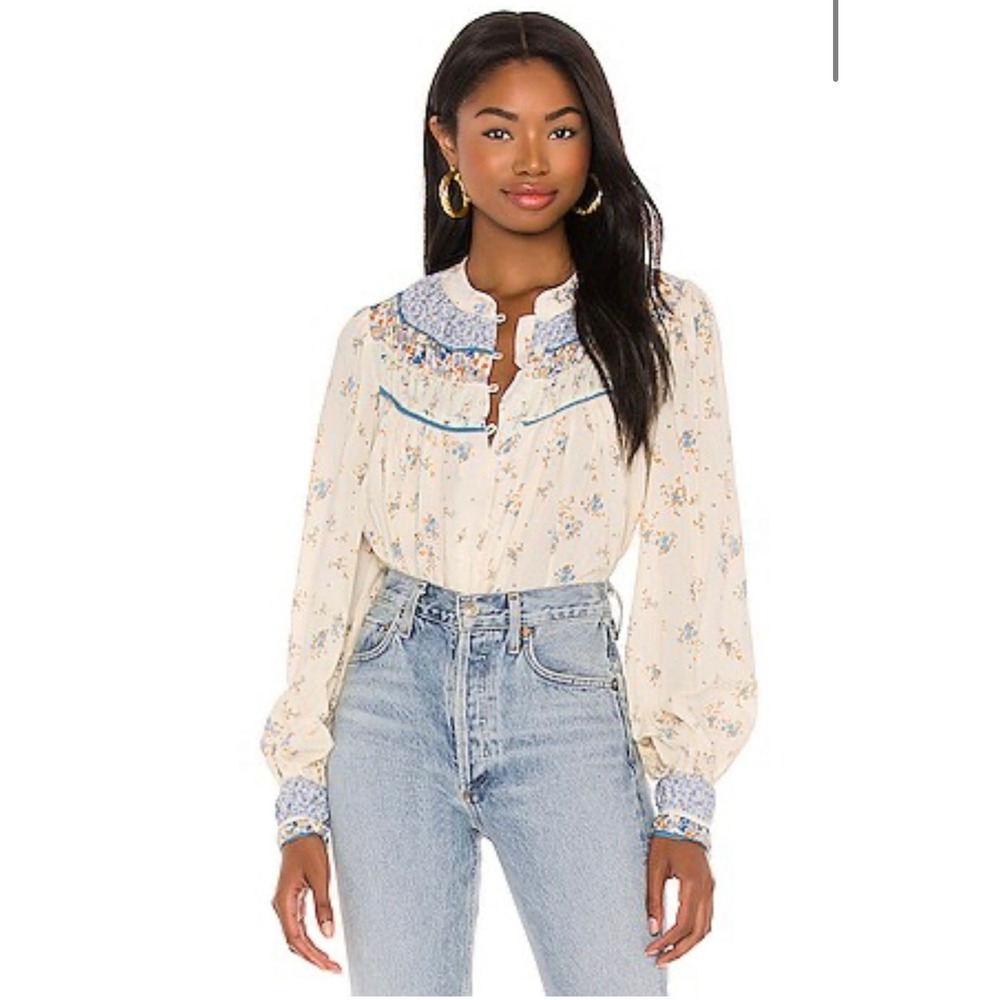 Free People women's Paloma Printed Blouse Sz M NWT